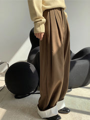 Women Retro Contrast Color Loose Casual Pants