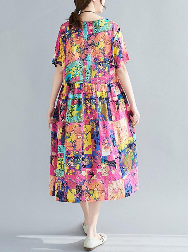 Loose Print A-Line Loose Dress