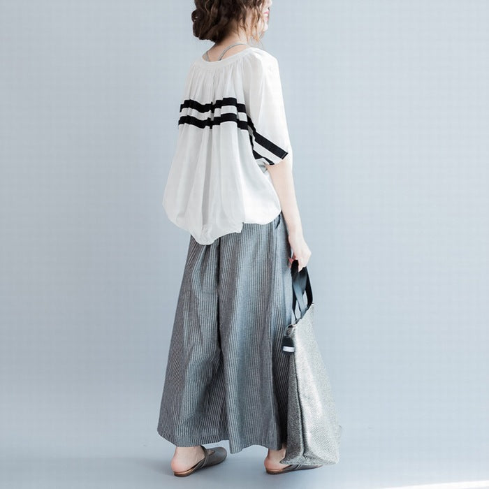 Large Vertical Striped Wide-Leg Pants