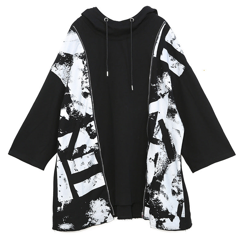 Printed Hooded Pullover Blouse