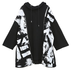 Printed Hooded Pullover Blouse
