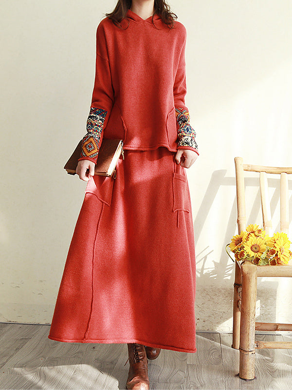 Solid A-Line Loose Casual Skirt