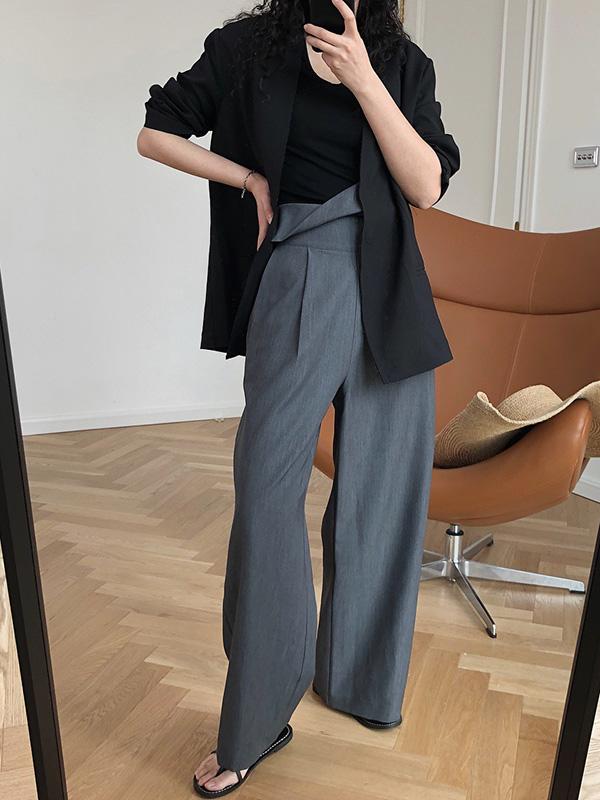 Solid Color Loose Empire Wide Leg Pants