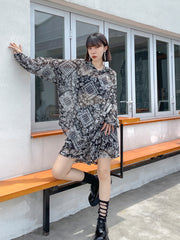 Summer Sun Protective Retro Long Sleeves Printed Suit