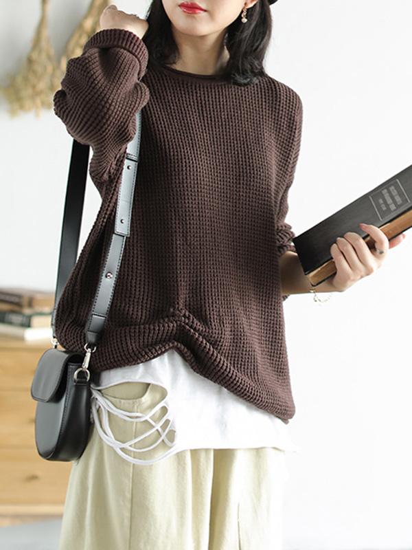 Loose Solid Off-the-shoulder Knitting Sweater