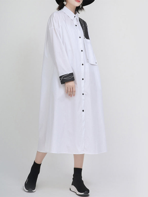 Women Abstract Print Loose Irregular Dress