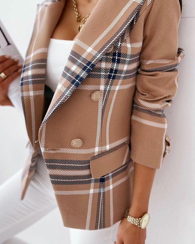 Classic Plaid Printed Blazer Outwear