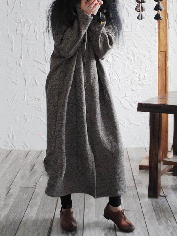 Retro Split-joint Woolen Long Outwear