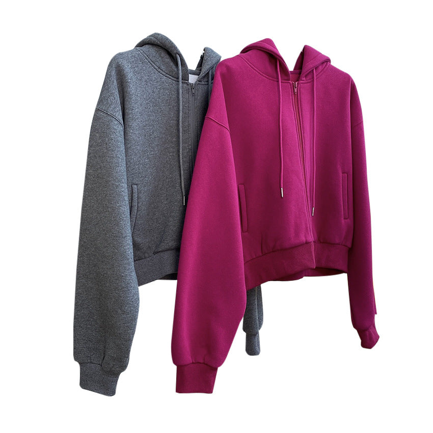 Casual Thicken Solid Color Zipper Sport Outwear