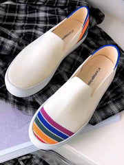 Rainbow Striped Print Casual Flat Shoes