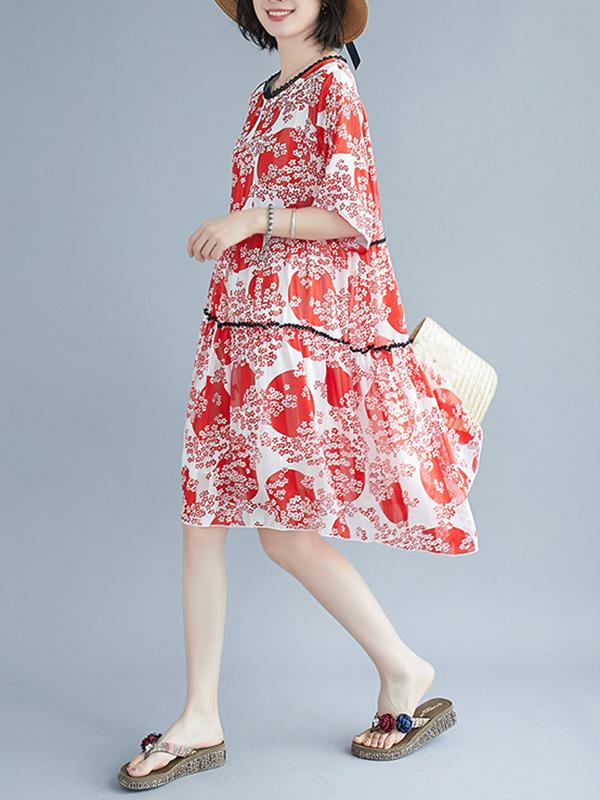 Loose Print Chiffon Dress