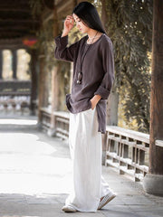 Loose Pure Color Comfortable Linen Pants