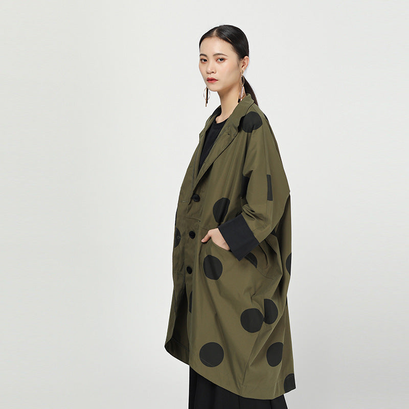 Retro Polka Dot Cloak Irregular Outwear