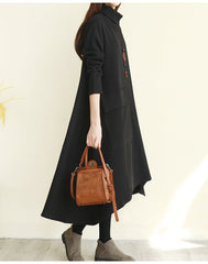 Women High Collar Irregular Dress