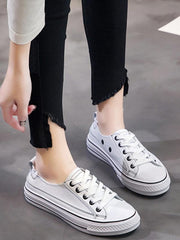 Lace Up Pu Leather Sneakers