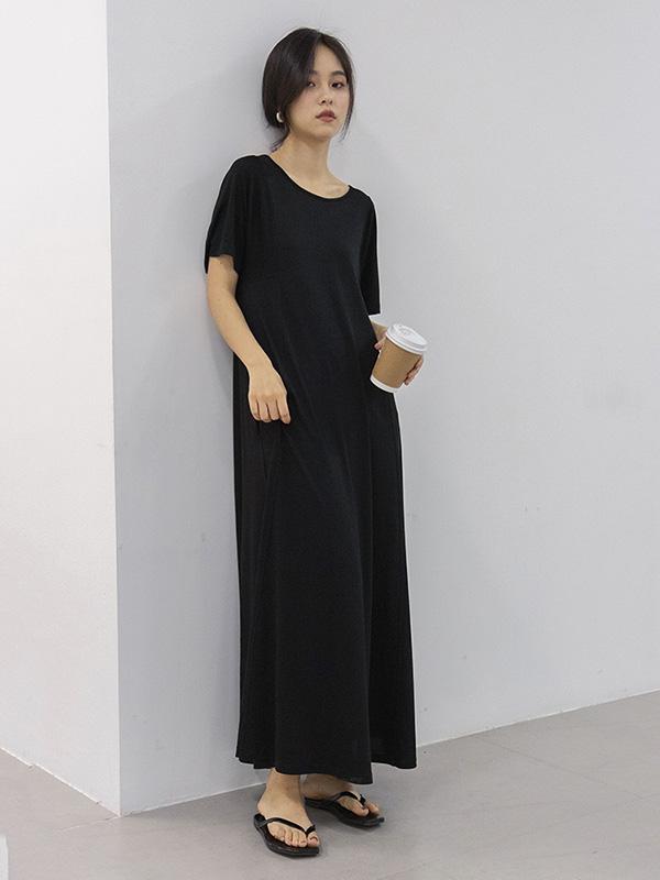 Casual Solid Belted Hemline Maxi Dress