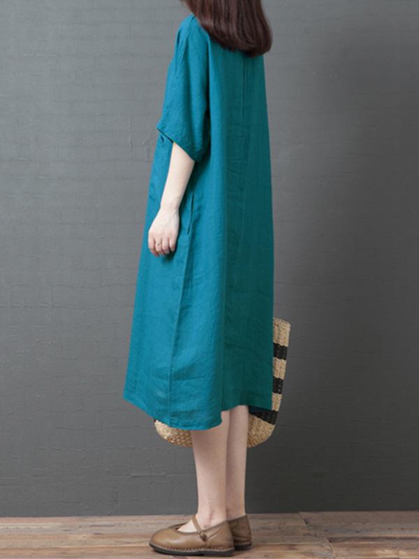 Loose Ramie Cotton Long Dress