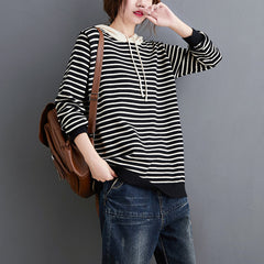 Striped Hooded Casual Knitted Sweater