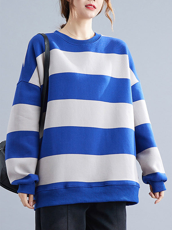 Loose Striped Thicken Sweatshirt