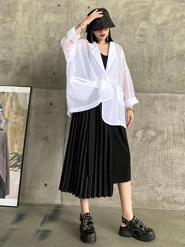 Casual Roomy Pleated Asymmetric Skirts Bottoms