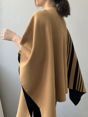 Casual Striped Cape Split Sweater Coat