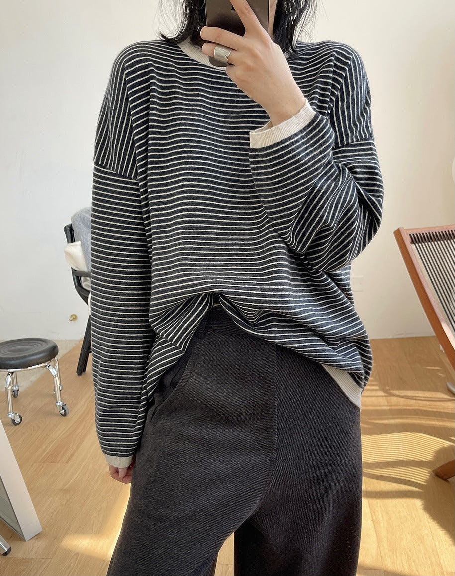 Retro Loose Striped Knitted Sweater