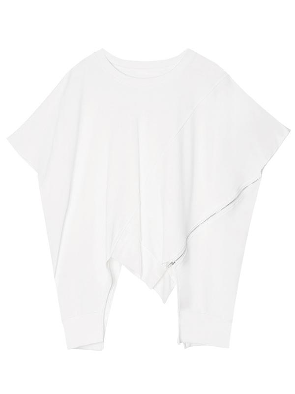 Asymmetric Split-Joint Round-Neck T-Shirt