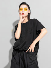 Loose Solid Round Neck Simple T-Shirt