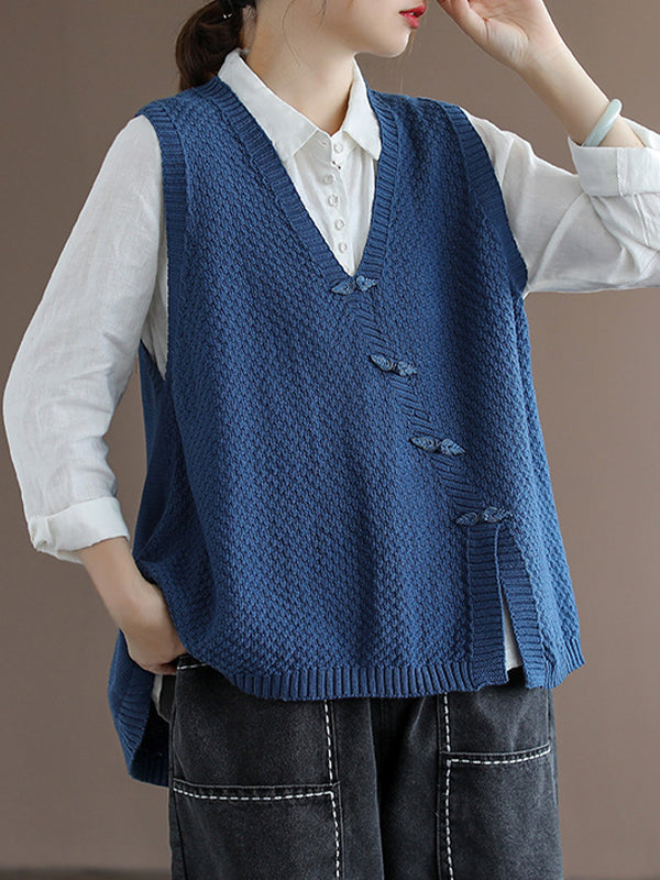 Retro Lapel Button-Down V-Neck Vest