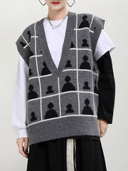 Original V-Neck Contrast Color Knitwear Knit Vest