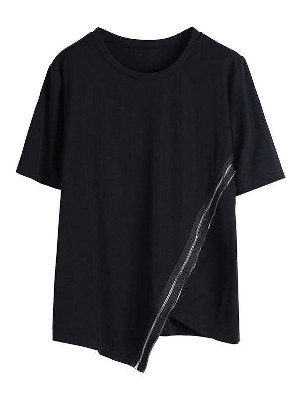 Original Asymmetric Zipper T-Shirts Tops