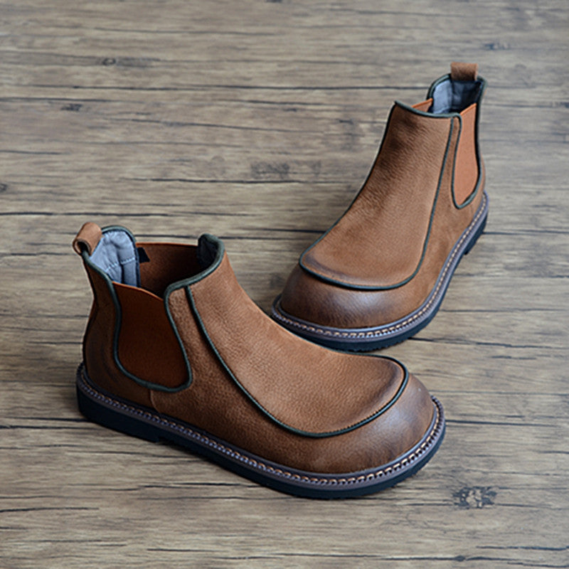 Simple Low-Heeled Round Toe Martin Boots