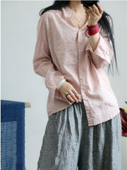 Pure Color Comfortable Linen Cotton Shirt