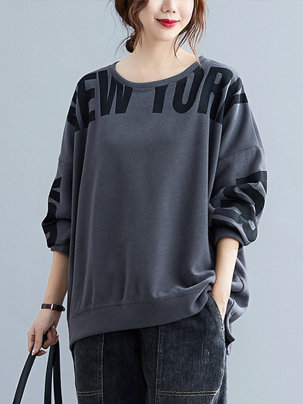 Letter Printed Loose Casual Blouse