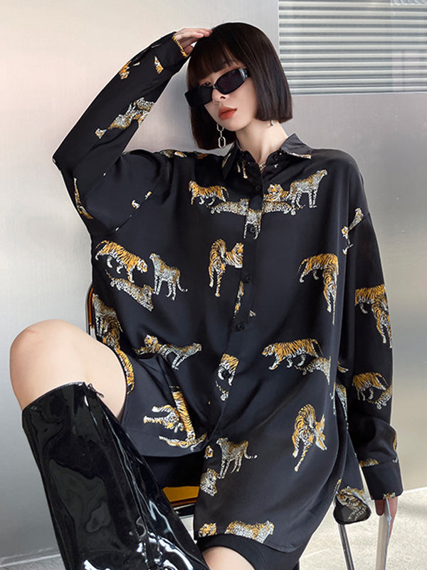 Long Sleeves Leopard Pringted Blouse