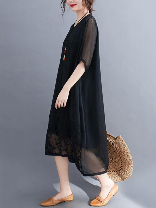 Original Split-Joint Hollow Lace Dress