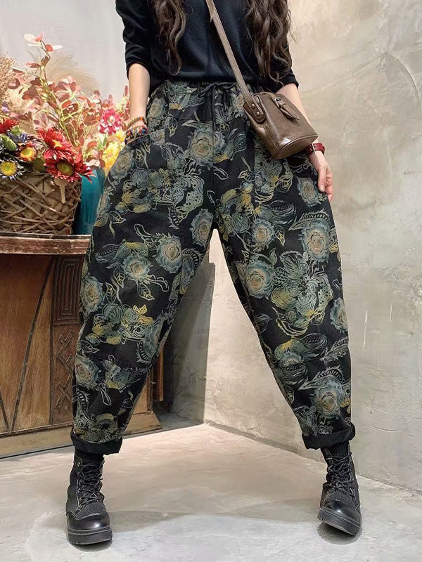 Retro Printed Casual Harem Pants