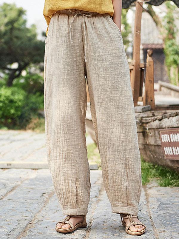 Loose Retro Lace-up Pants