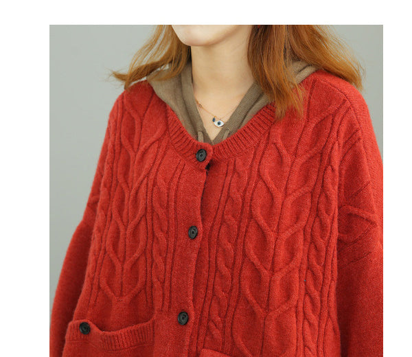 Casual Loose Solid Color Sweater Coat