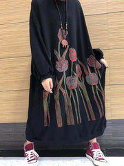 Super Loose Flower Printed Long Dress