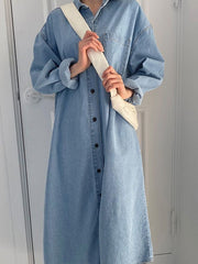 Casual Denim Dress With Side Slits