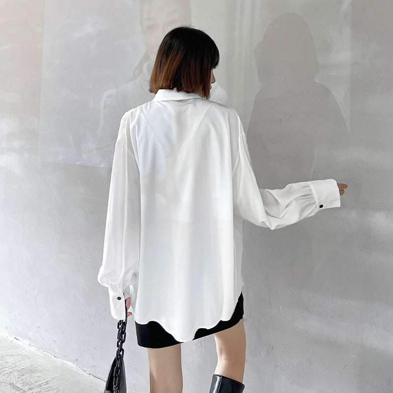 Casual Loose Irregular Solid Color Shirt