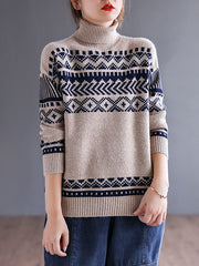 Vintage High Neck Crochet Knitted Sweater