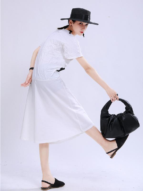 Irregular Split-Joint A Line Button Midi Dress