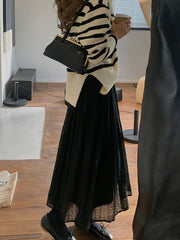 Pleated Tulle Lace Casual Skirt