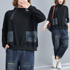 Mock Neck Split-Joint Loose Sweatshirt
