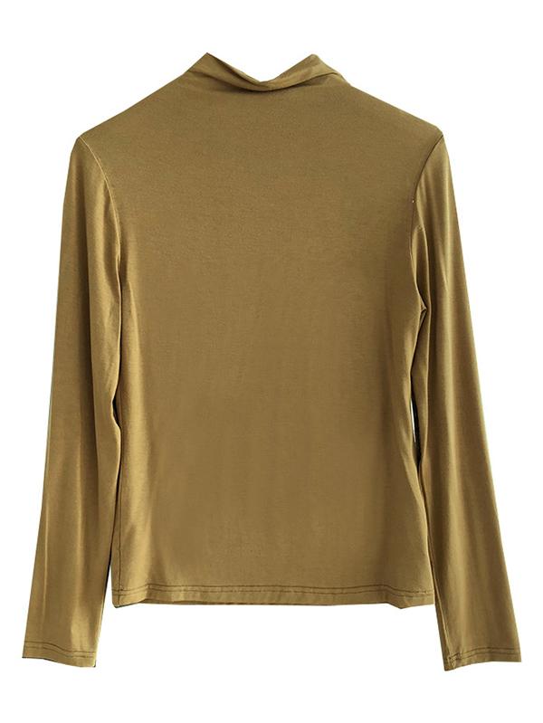 Casual Solid Modal Half High-Neck Base Shirt