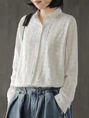 Loose Striped Embroidered Lapel Shirt