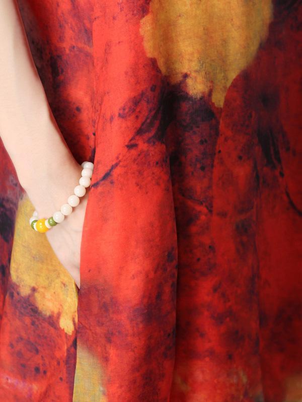 Chiffon Printed Sleeveless Split-side Long Dress