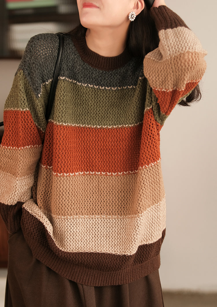 Loose Striped Round Neck Sweater